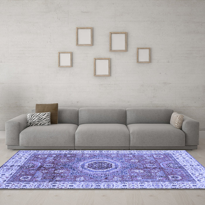 Machine Washable Abstract Blue Modern Rug in a Living Room, wshabs3765blu