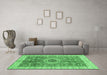 Machine Washable Abstract Emerald Green Modern Area Rugs in a Living Room,, wshabs3765emgrn