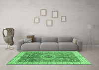 Machine Washable Abstract Emerald Green Modern Rug, wshabs3765emgrn