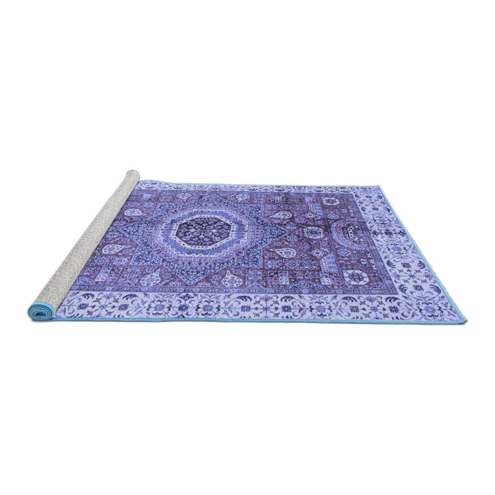 Sideview of Machine Washable Abstract Blue Modern Rug, wshabs3765blu