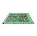 Sideview of Machine Washable Abstract Turquoise Modern Area Rugs, wshabs3765turq