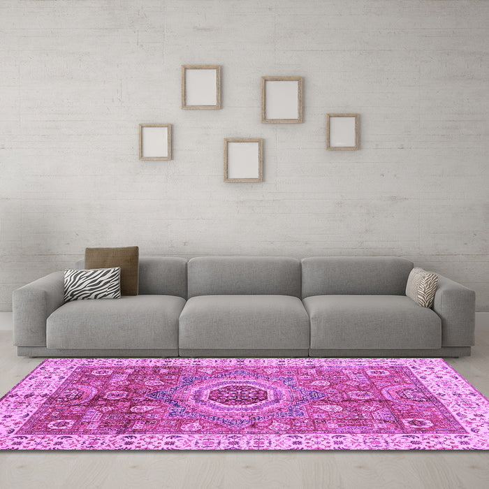 Machine Washable Abstract Purple Modern Area Rugs in a Living Room, wshabs3765pur