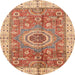 Round Abstract Red Modern Rug, abs3765