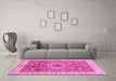 Machine Washable Abstract Pink Modern Rug in a Living Room, wshabs3765pnk