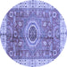 Round Abstract Blue Modern Rug, abs3765blu