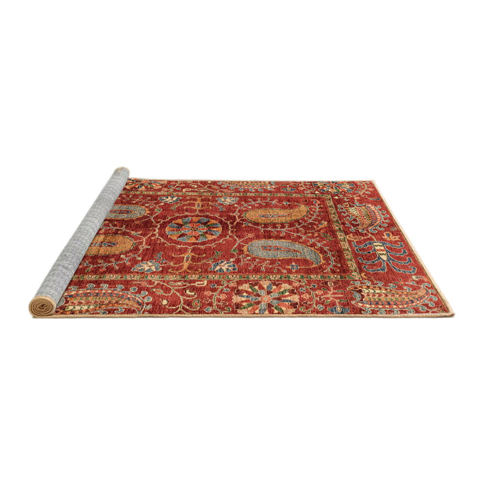 Sideview of Machine Washable Abstract Bronze Brown Rug, wshabs3766