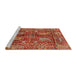 Sideview of Machine Washable Abstract Bronze Brown Rug, wshabs3766