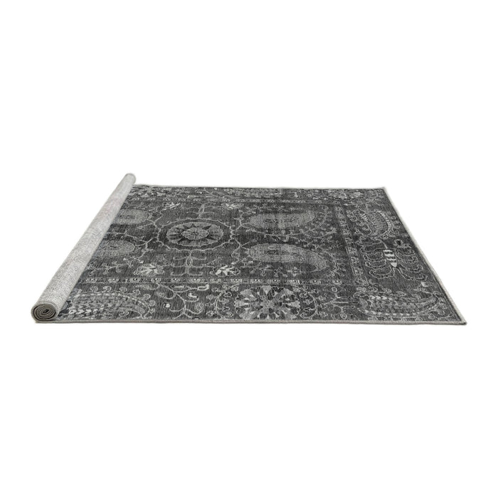 Sideview of Machine Washable Abstract Gray Modern Rug, wshabs3766gry