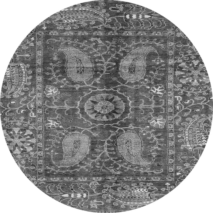 Round Abstract Gray Modern Rug, abs3766gry