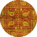 Round Abstract Yellow Modern Rug, abs3766yw