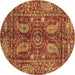 Round Abstract Brown Modern Rug, abs3766brn