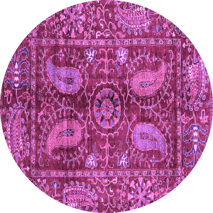Round Abstract Purple Modern Rug, abs3766pur