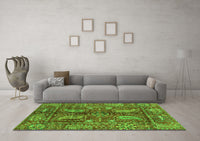 Machine Washable Abstract Green Modern Rug, wshabs3766grn