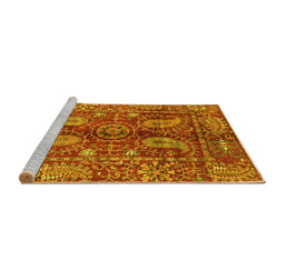 Sideview of Machine Washable Abstract Yellow Modern Rug, wshabs3766yw