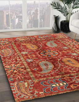 Machine Washable Abstract Bronze Brown Rug in a Family Room, wshabs3766