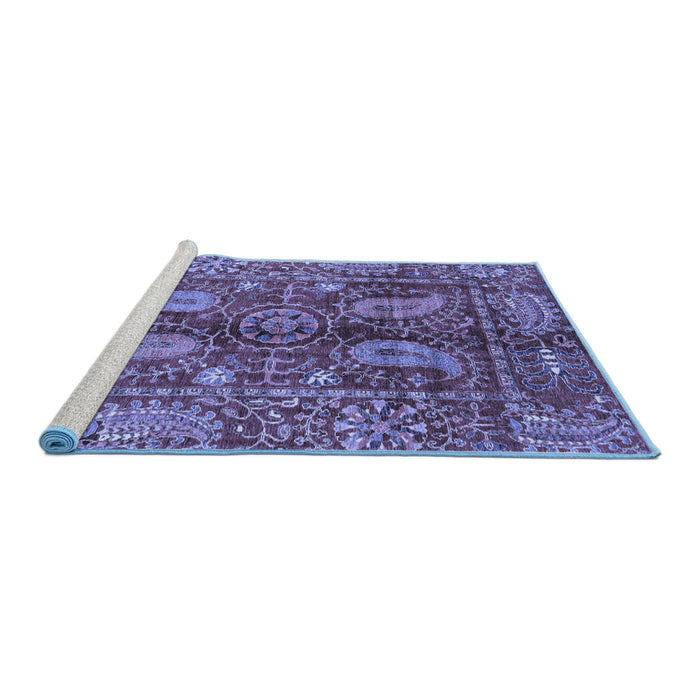 Sideview of Machine Washable Abstract Blue Modern Rug, wshabs3766blu