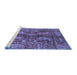 Sideview of Machine Washable Abstract Blue Modern Rug, wshabs3766blu