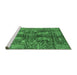 Sideview of Machine Washable Abstract Emerald Green Modern Area Rugs, wshabs3766emgrn