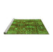 Sideview of Machine Washable Abstract Green Modern Area Rugs, wshabs3766grn