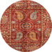 Round Abstract Bronze Brown Modern Rug, abs3766