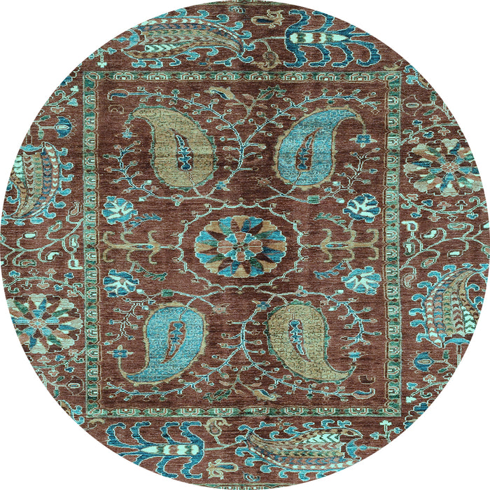 Round Machine Washable Abstract Light Blue Modern Rug, wshabs3766lblu
