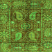 Square Machine Washable Abstract Green Modern Area Rugs, wshabs3766grn