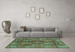 Machine Washable Abstract Turquoise Modern Area Rugs in a Living Room,, wshabs3766turq