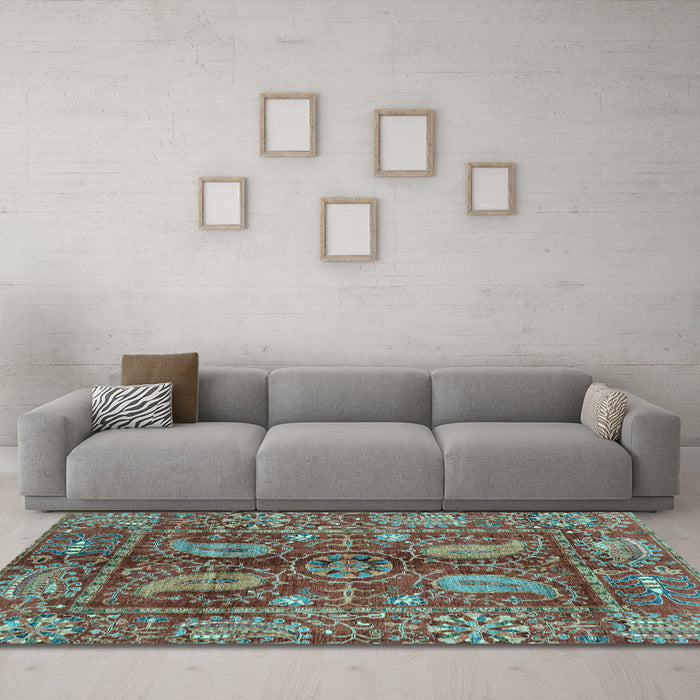 Machine Washable Abstract Light Blue Modern Rug in a Living Room, wshabs3766lblu