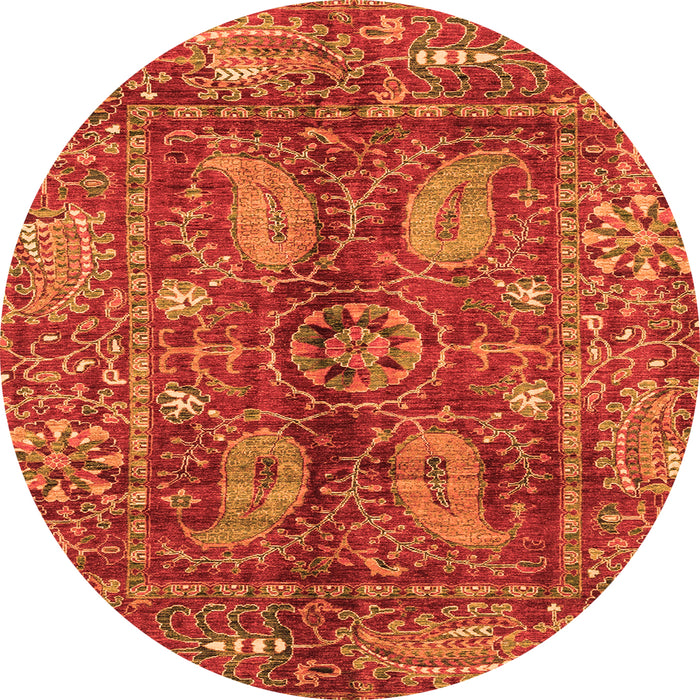 Round Abstract Orange Modern Rug, abs3766org