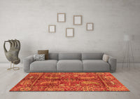 Machine Washable Abstract Orange Modern Rug, wshabs3766org