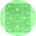 Round Oriental Emerald Green Traditional Rug, abs3767emgrn