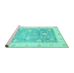Sideview of Machine Washable Oriental Turquoise Traditional Area Rugs, wshabs3767turq