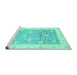 Sideview of Machine Washable Oriental Turquoise Traditional Area Rugs, wshabs3767turq