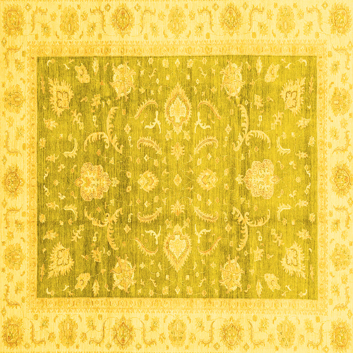 Square Machine Washable Oriental Yellow Traditional Rug, wshabs3767yw