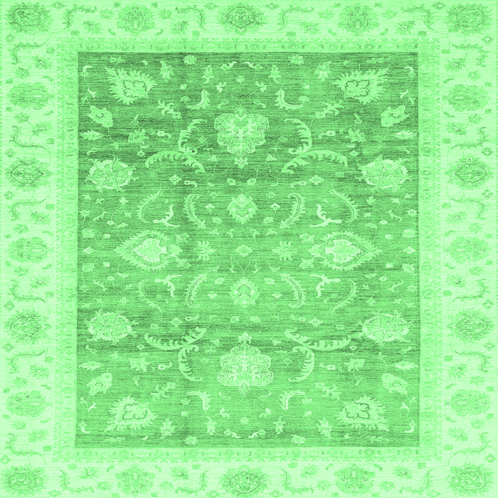 Square Machine Washable Oriental Emerald Green Traditional Area Rugs, wshabs3767emgrn