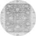 Round Oriental Gray Traditional Rug, abs3767gry