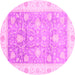 Round Machine Washable Oriental Pink Traditional Rug, wshabs3767pnk