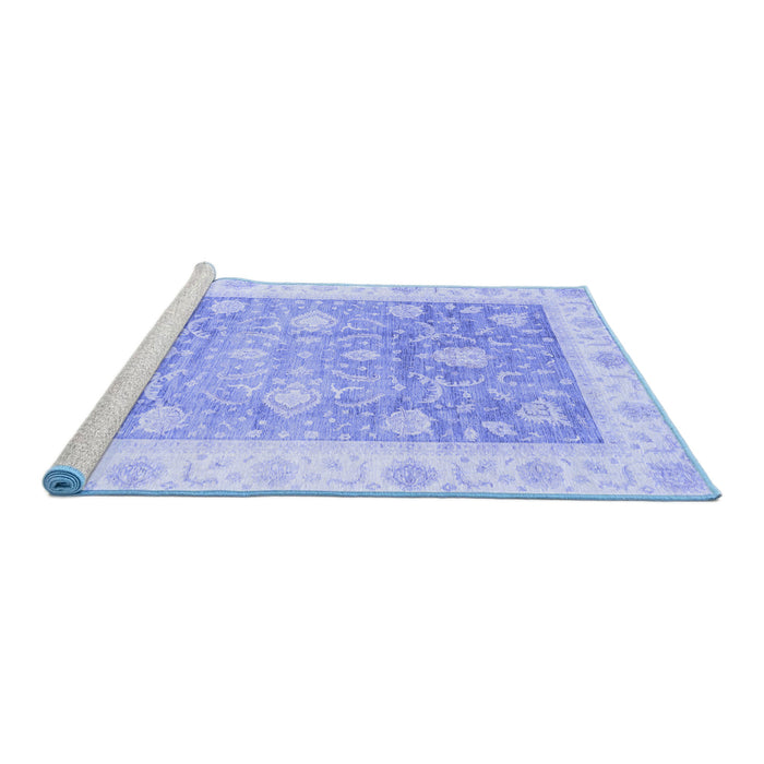 Sideview of Machine Washable Oriental Blue Traditional Rug, wshabs3767blu