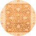 Round Oriental Orange Traditional Rug, abs3767org