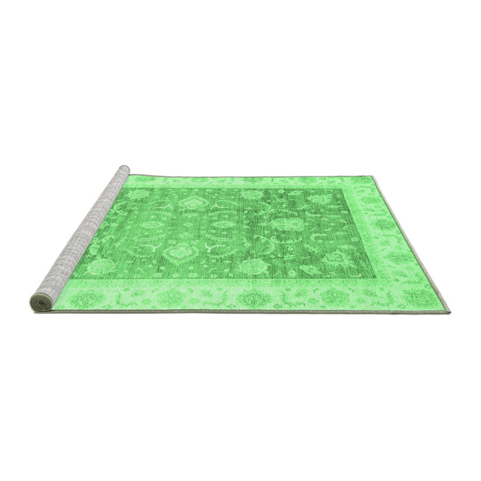 Sideview of Machine Washable Oriental Emerald Green Traditional Area Rugs, wshabs3767emgrn