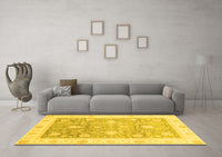 Machine Washable Oriental Yellow Traditional Rug, wshabs3767yw