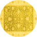 Round Oriental Yellow Traditional Rug, abs3767yw