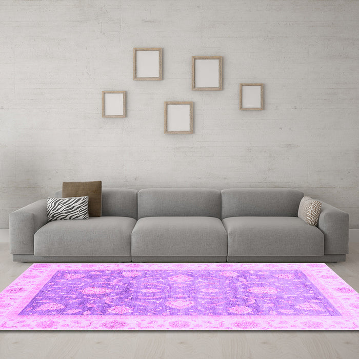 Machine Washable Oriental Purple Traditional Area Rugs in a Living Room, wshabs3767pur