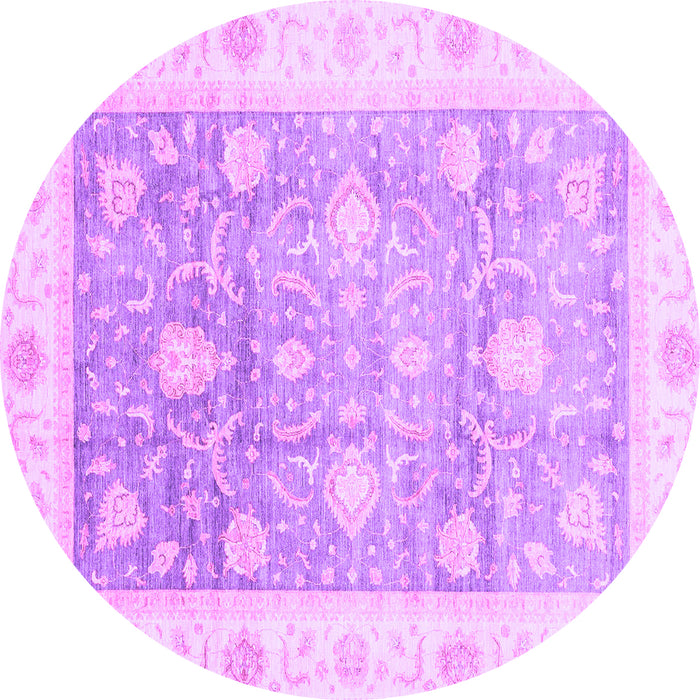 Round Machine Washable Oriental Purple Traditional Area Rugs, wshabs3767pur