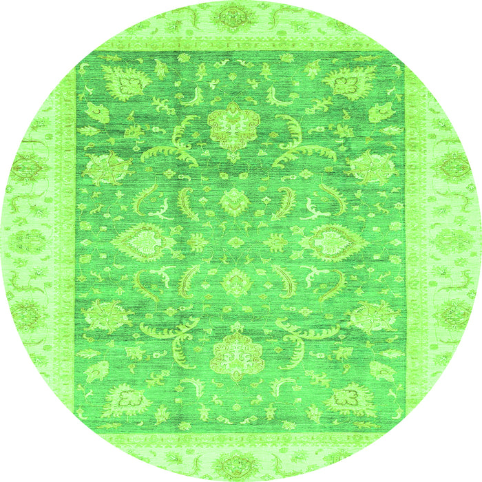 Round Oriental Green Traditional Rug, abs3767grn