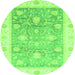 Round Oriental Green Traditional Rug, abs3767grn