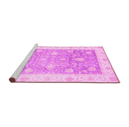 Sideview of Machine Washable Oriental Pink Traditional Rug, wshabs3767pnk