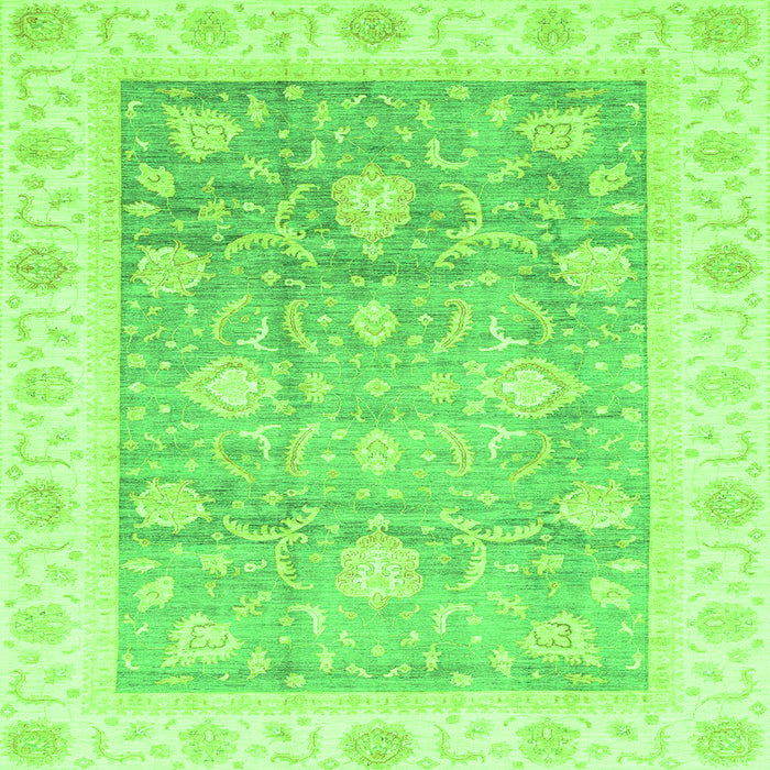 Square Machine Washable Oriental Green Traditional Area Rugs, wshabs3767grn