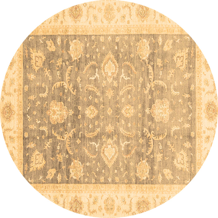 Round Oriental Brown Traditional Rug, abs3767brn
