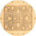 Round Oriental Brown Traditional Rug, abs3767brn